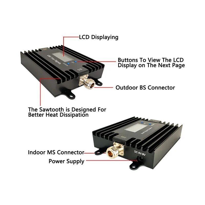 Signal Booster 5G 4G Repeater Dual Band 72dB Gain 2G 3G 4G GSM Celullar Amplifier Smart LCD Tuya App Monitoring